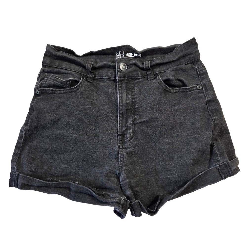 No Boundaries Kids Black High Rise Denim Shorts Size 7 Cuffed Stretch Cutoffs